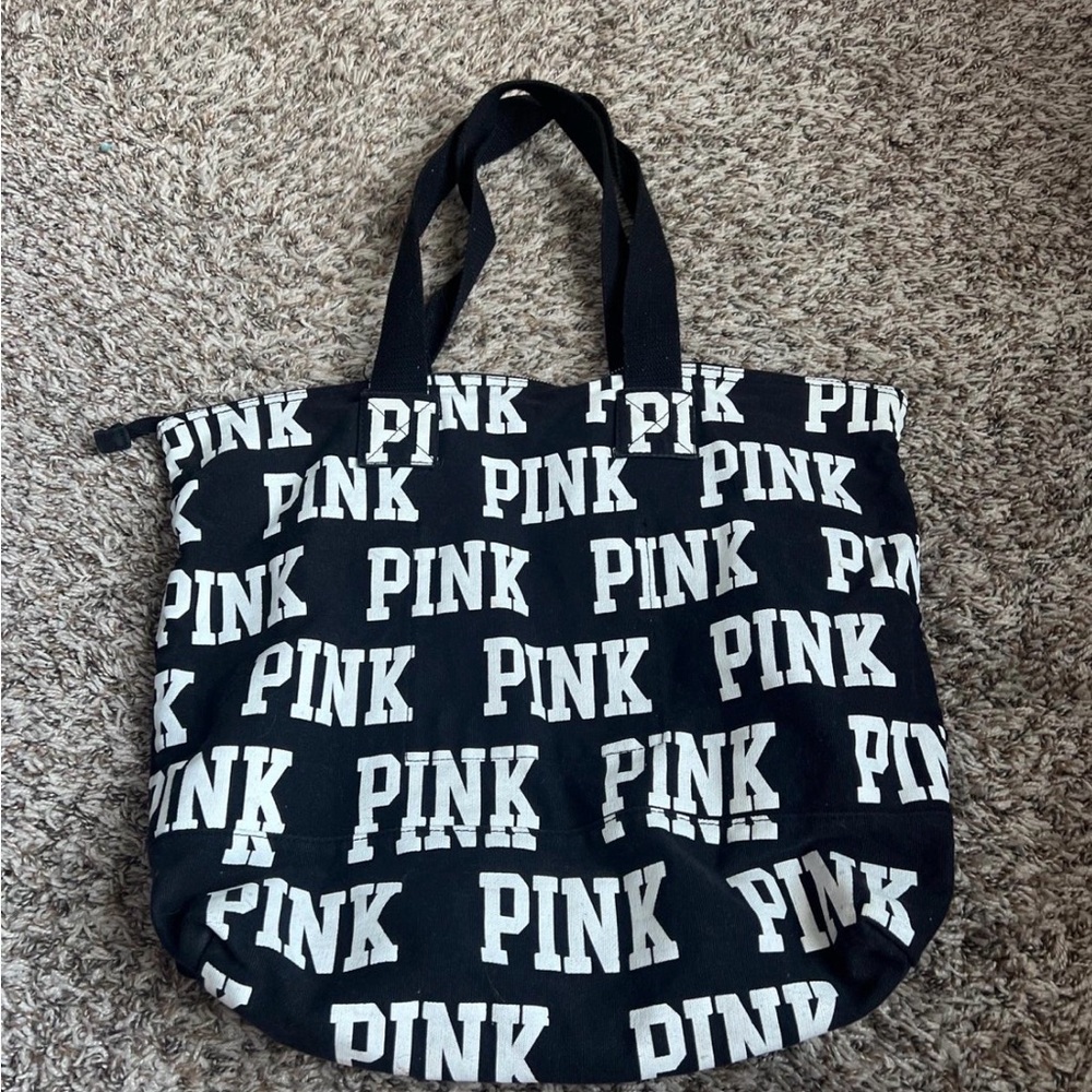 PINK Victoria's Secret Black and White Logo Tote